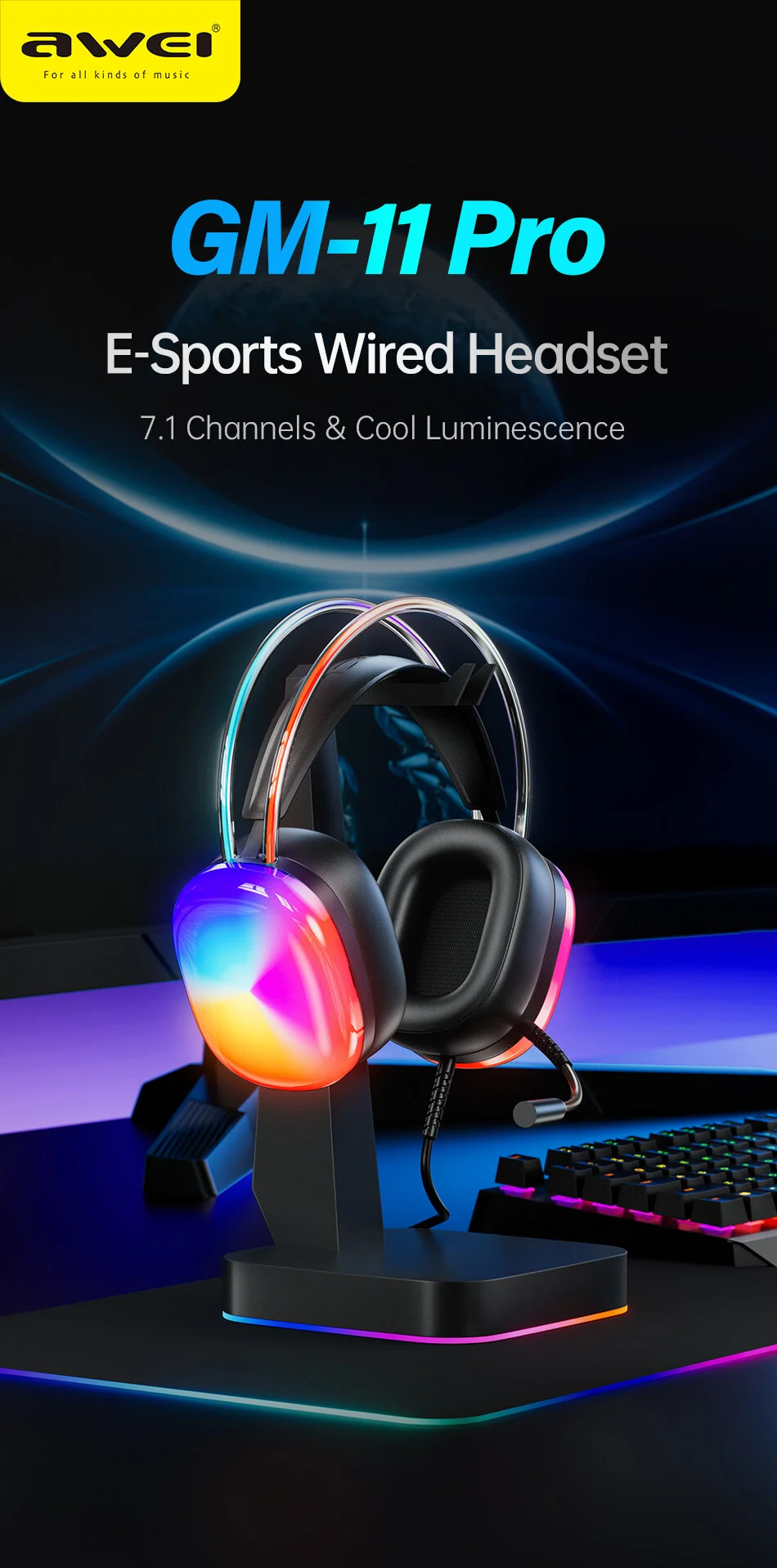 AWEI GM-11pro Colorful Light Gaming