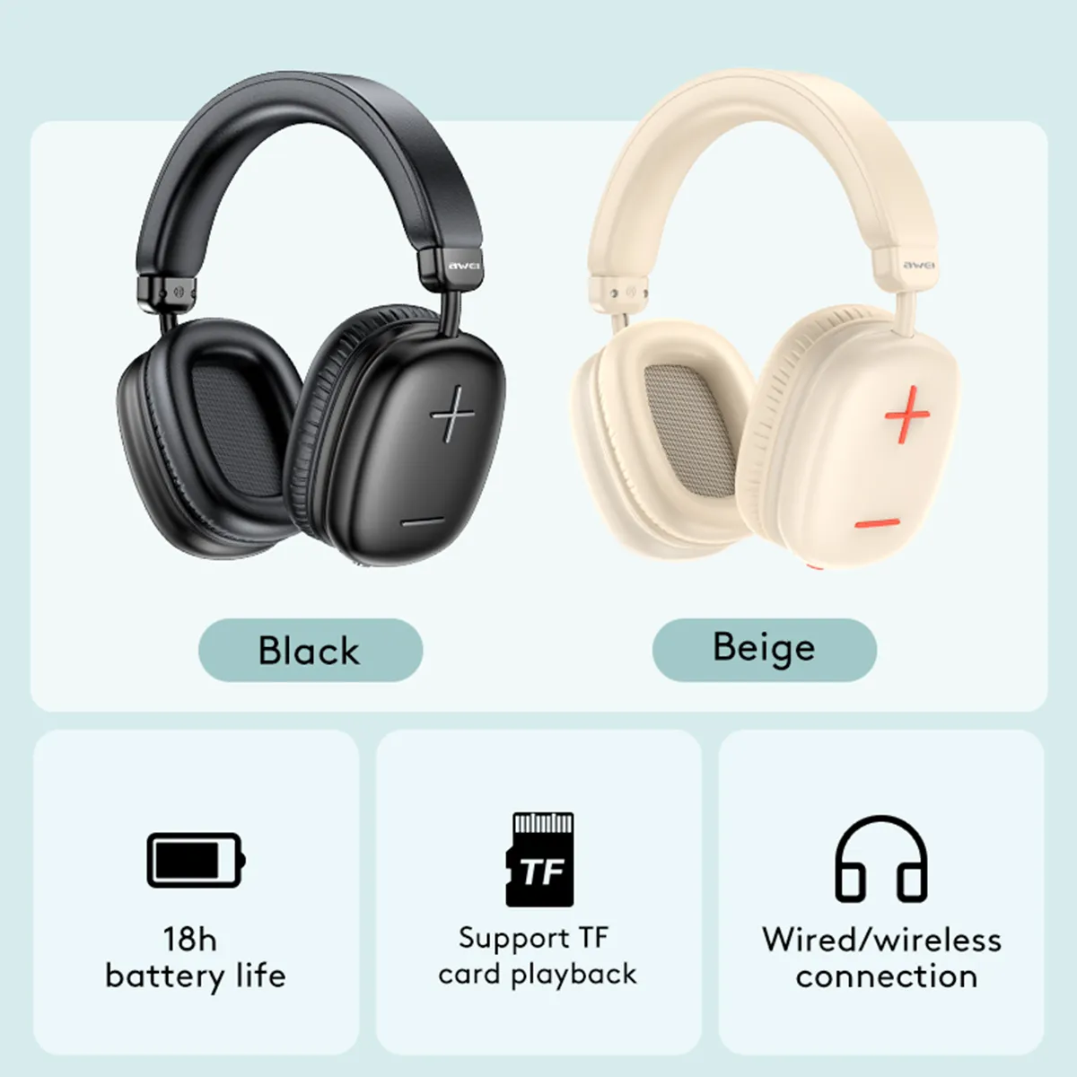  Audífonos Inalámbricos Over-Ear Awei AT6 